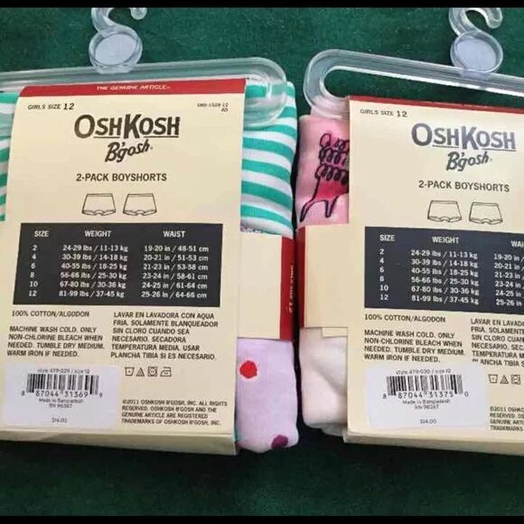 OshKosh B'gosh Girls BoyShorts 4 Pair Sz 12 - Picture 3 of 4